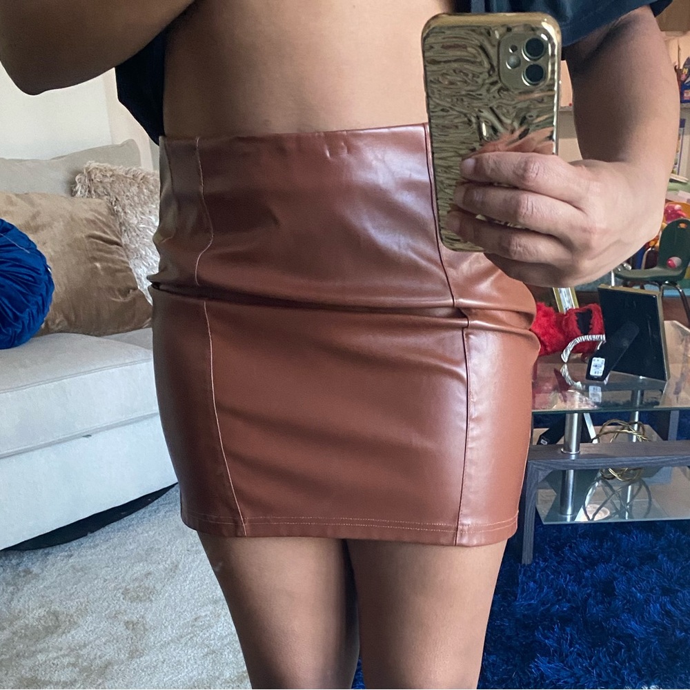 Brown Leather Skirt